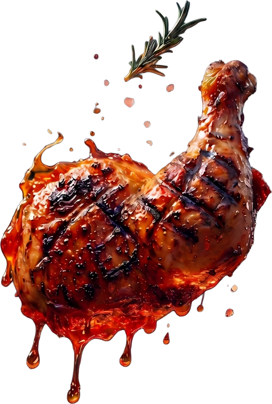 Cuisse de poulet grillée au barbecue, marinée avec une recette 123 Marinade